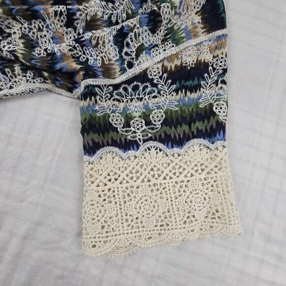 Democracy Womens Cardigan Open Jacket Boho Embroidered Crochet Trim 1X - Picture 7 of 11